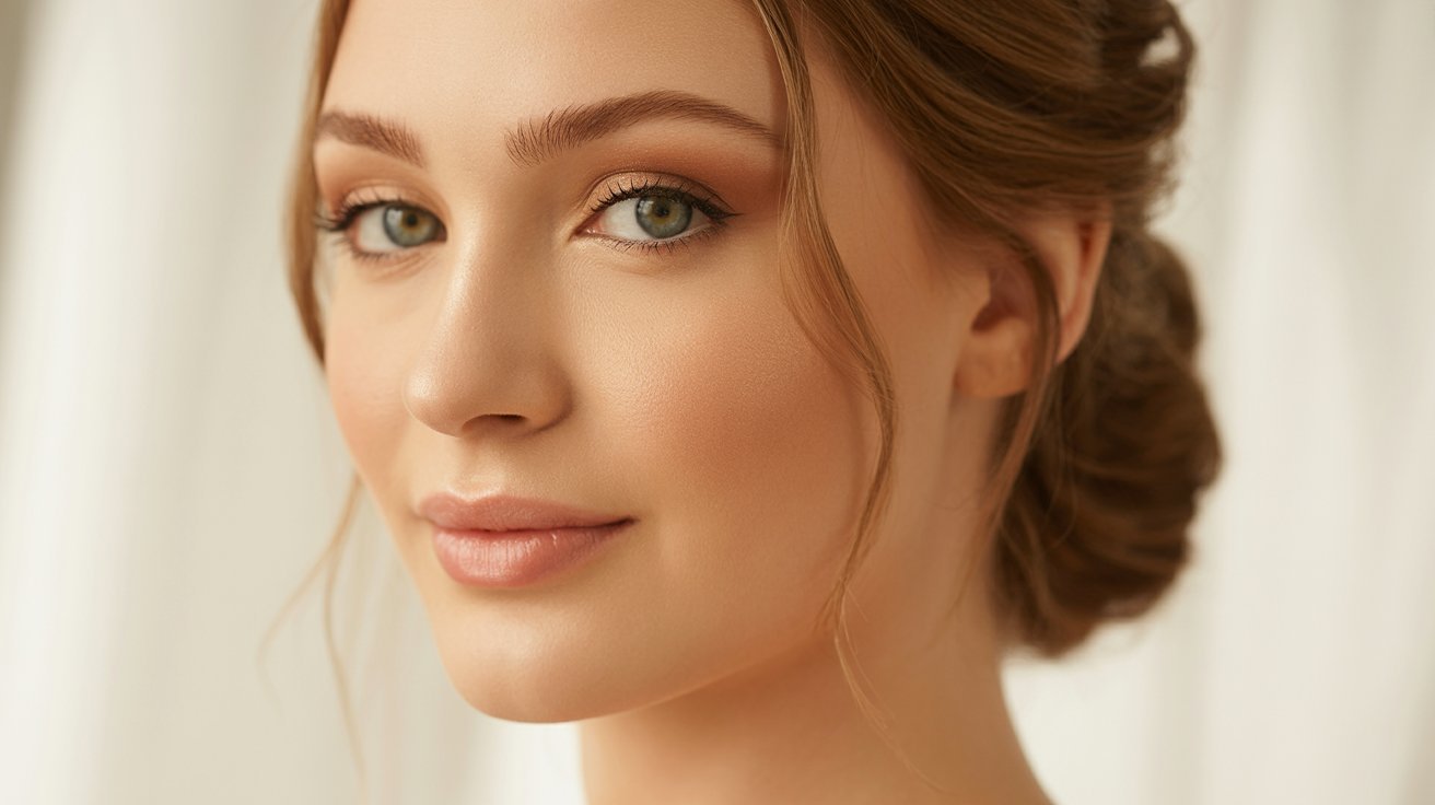 . A woman with striking green eyes and a radiant, beautiful face.