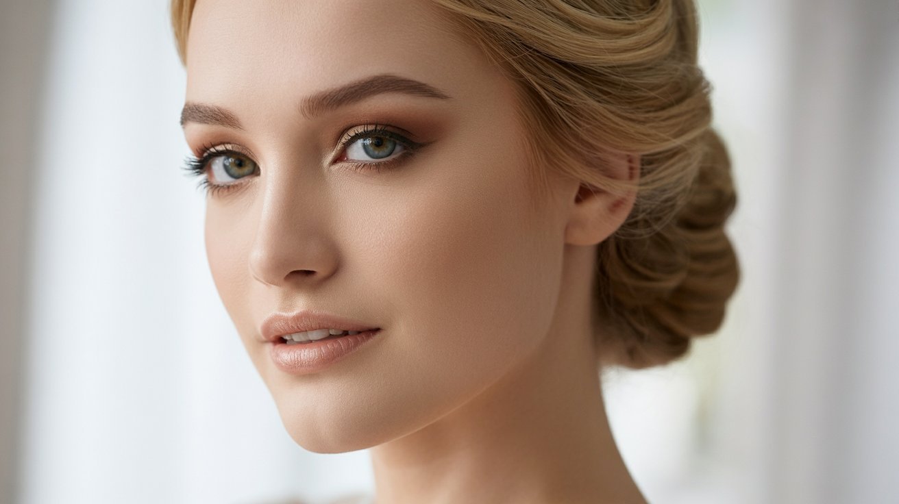  A beautiful blonde woman with striking features and a captivating smile, exuding confidence and charm
