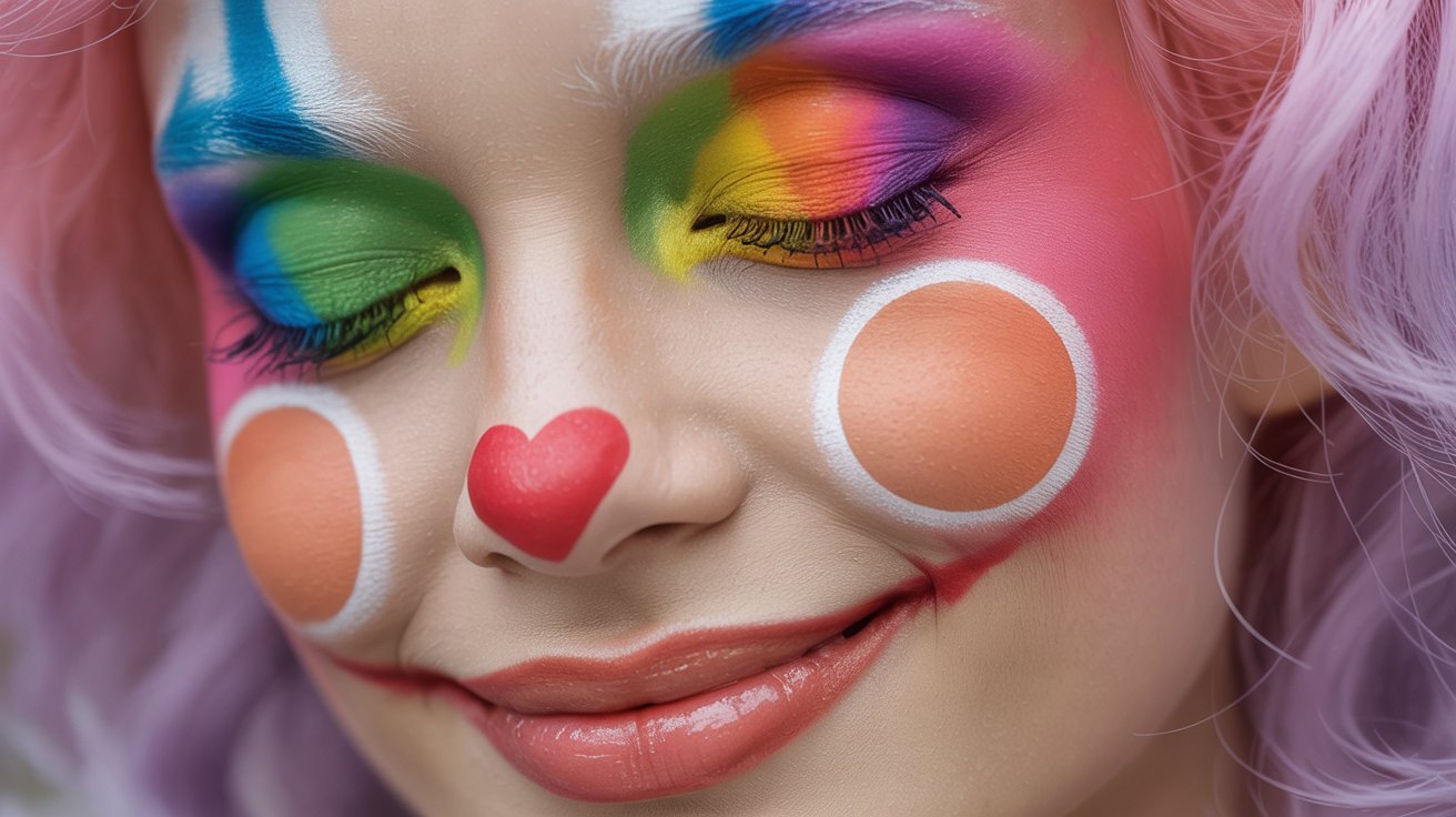 Rainbow Eyeshadow Clown Makeup