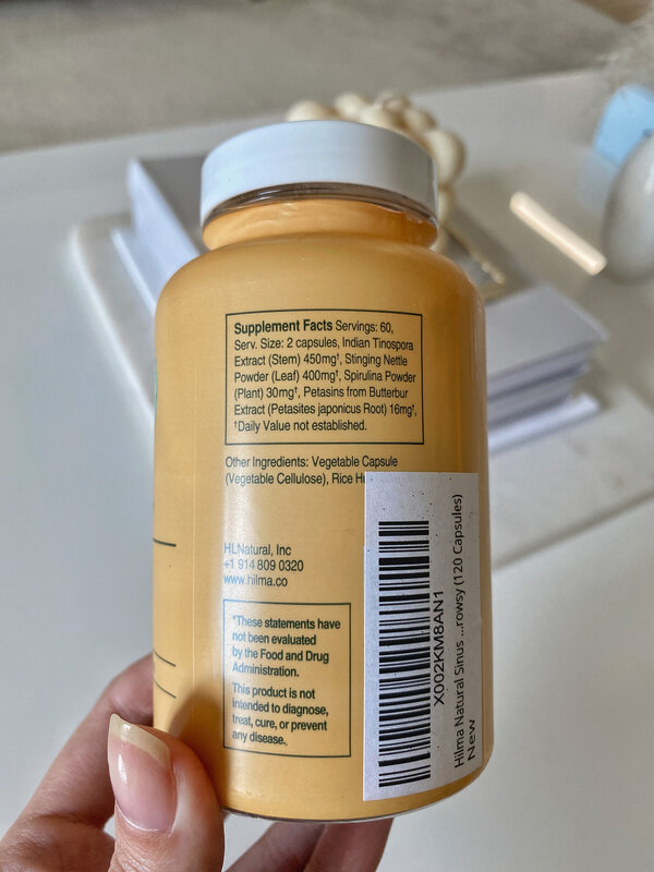 ingredient list on back of Hilma product