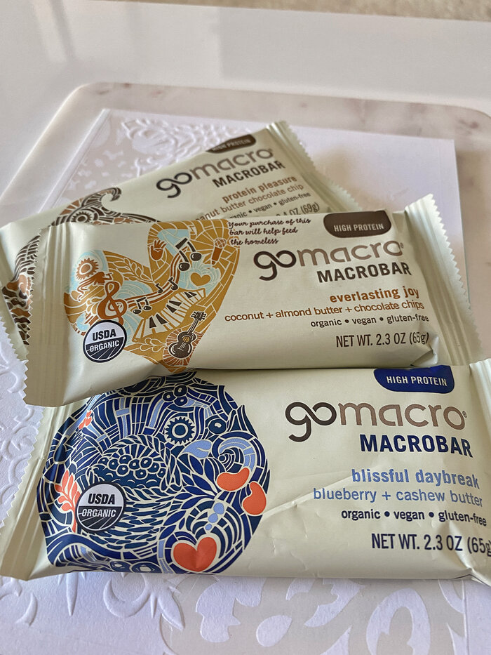 assortment of gomacro bars on table