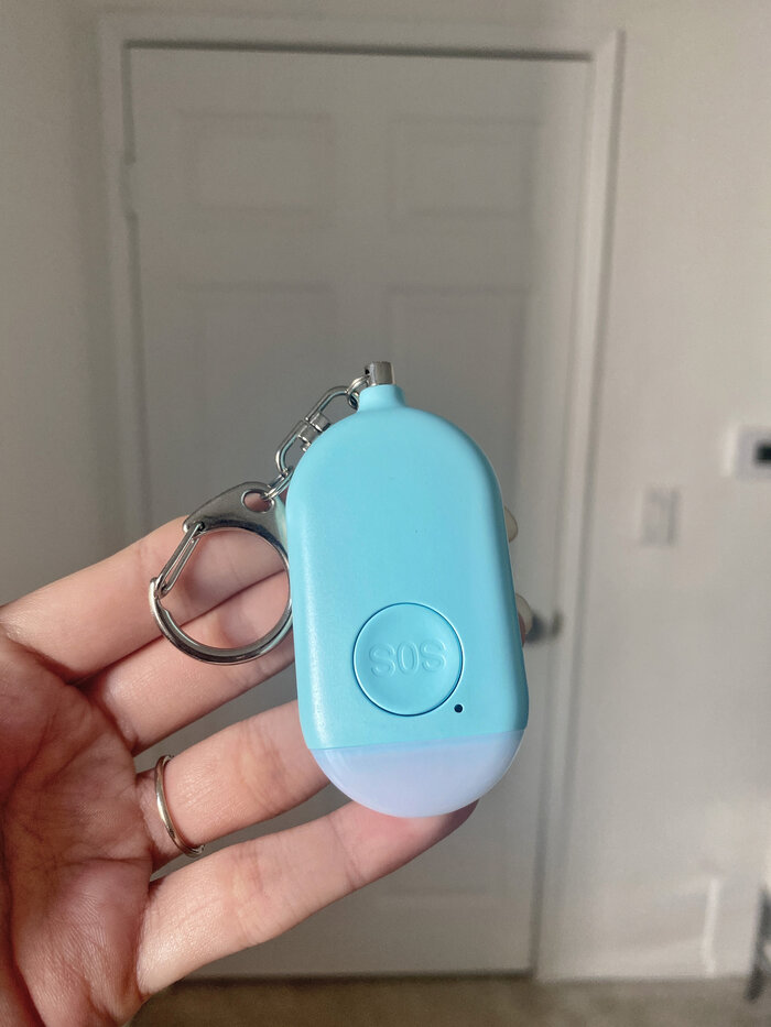 blue personal safety alarm from Amazon