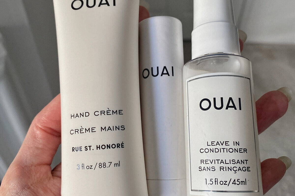 stack of ouai products against white backdrop