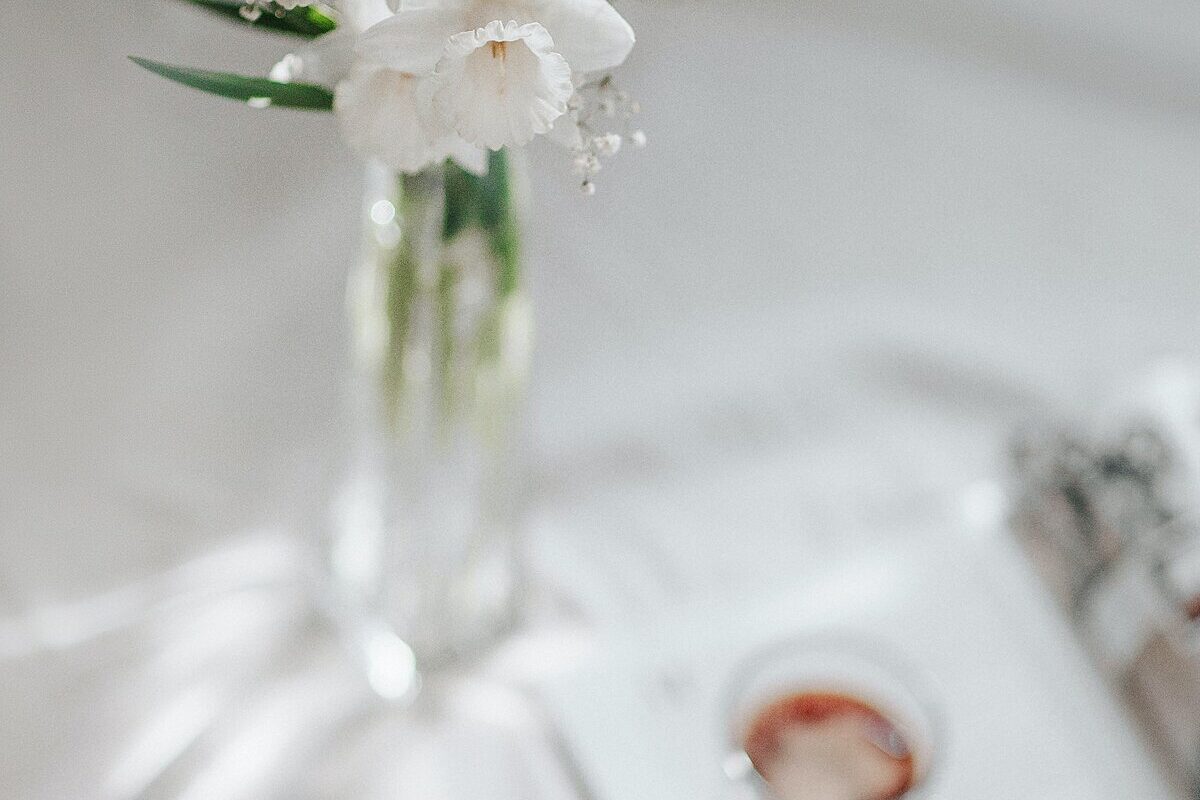 white flowers on tabletop