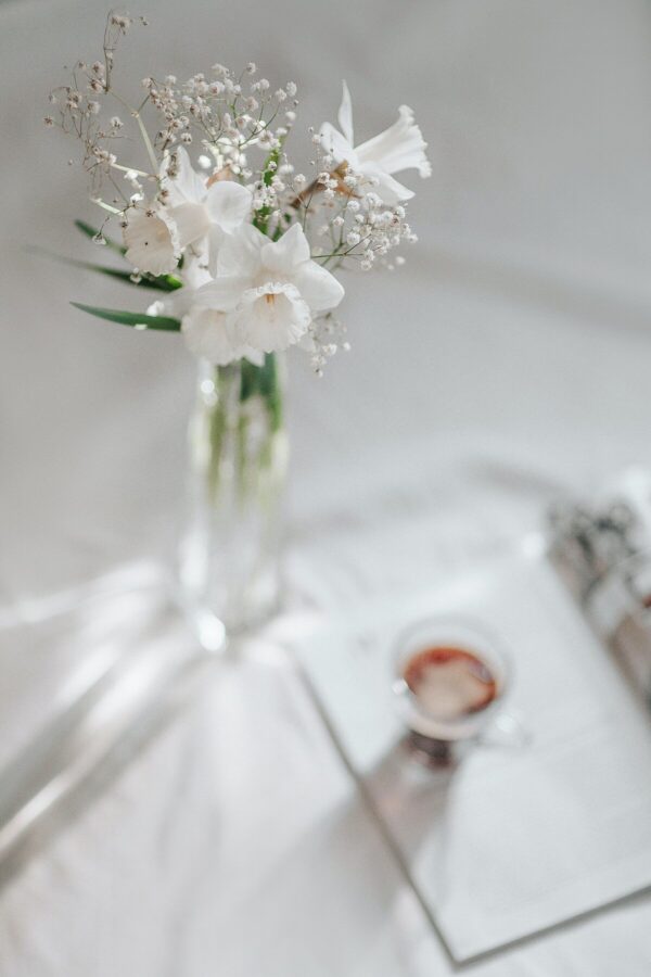 white flowers on tabletop