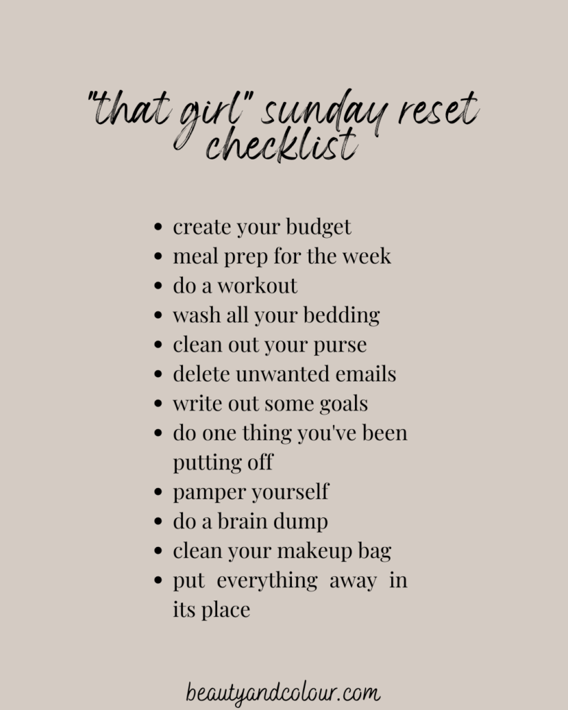sunday reset checklist