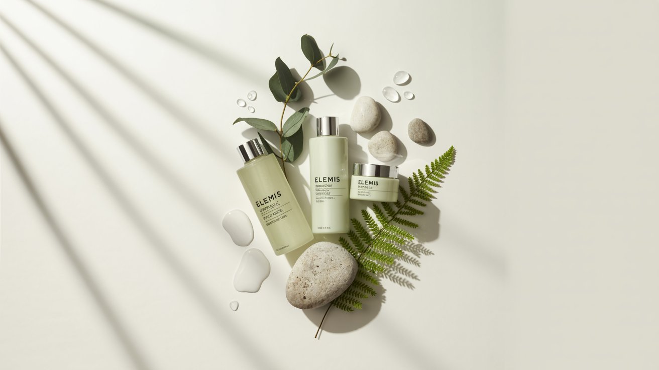 A bottle of skin care products displayed on a clean white surface, emphasizing its sleek design and branding.