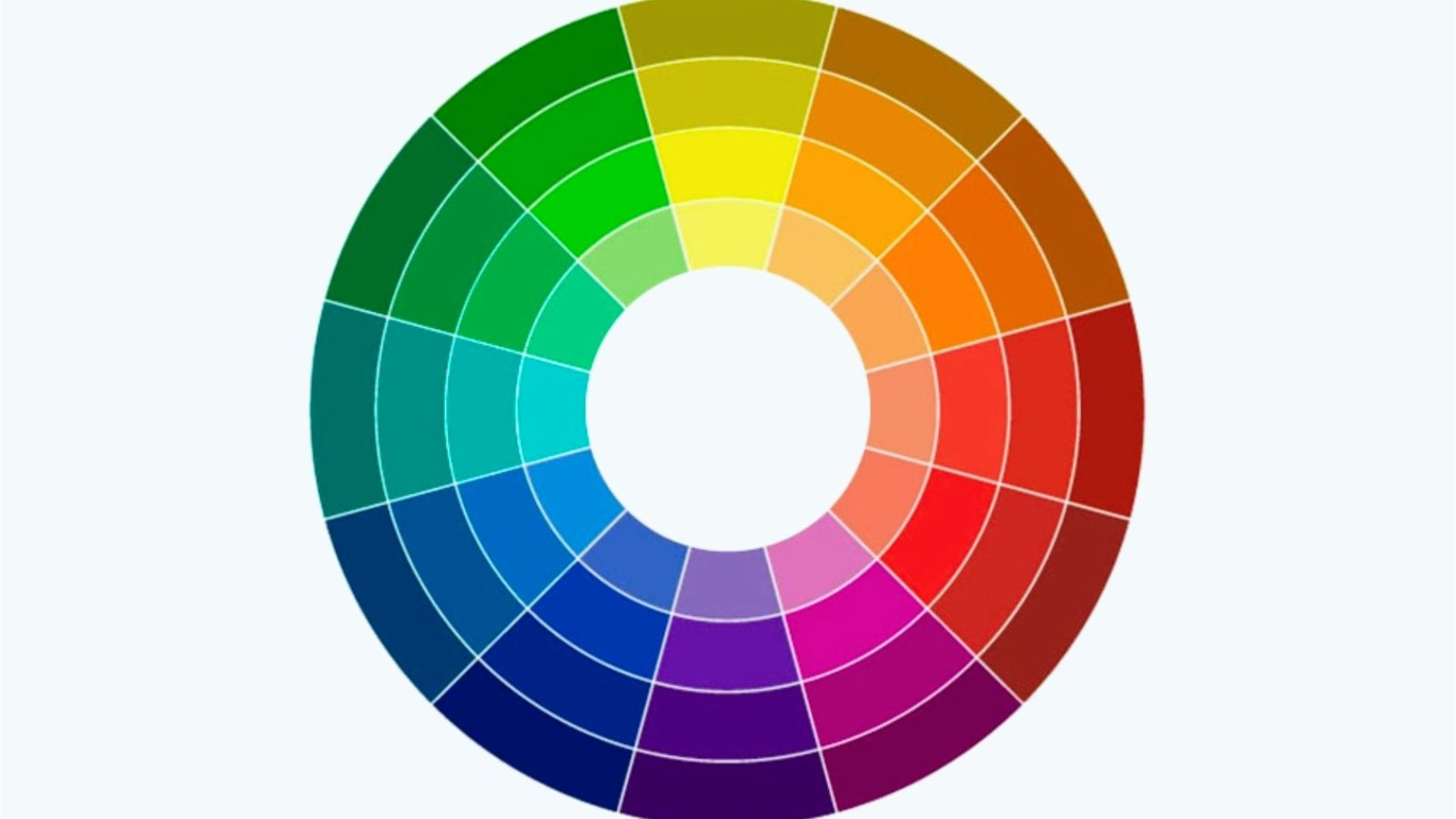A vibrant color wheel displaying a spectrum of colors arranged in a circular format for visual reference and design purposes.